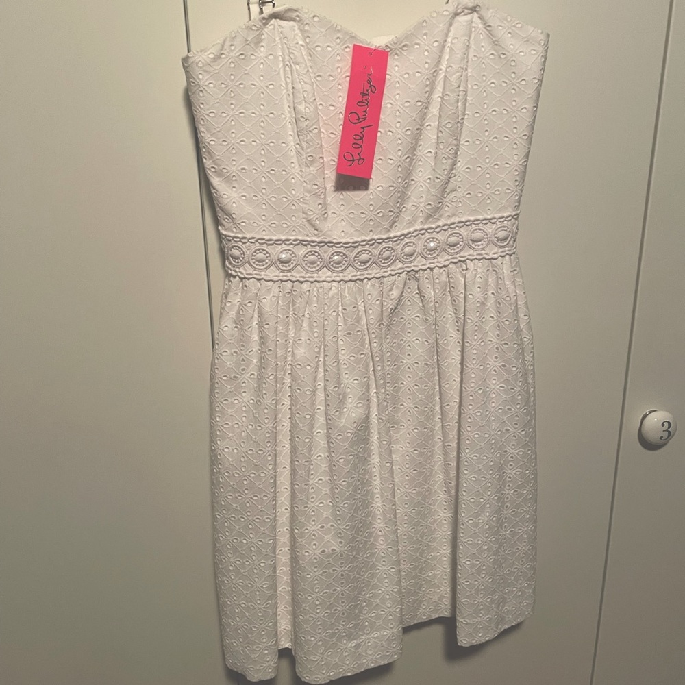 Lily Pulitzer, Sweetheart Neckline, White Short Dress, Size 0